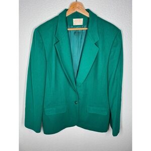 Vintage Pendleton Blazer Wool Jacket Green Button Front Career Coat